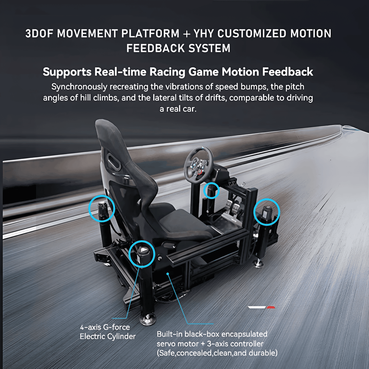 YHY 3D Motion Racing Simulator with Triple 32-Inch Screens
