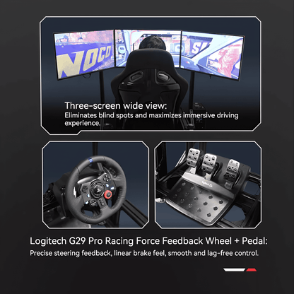 YHY 3D Motion Racing Simulator with Triple 32-Inch Screens